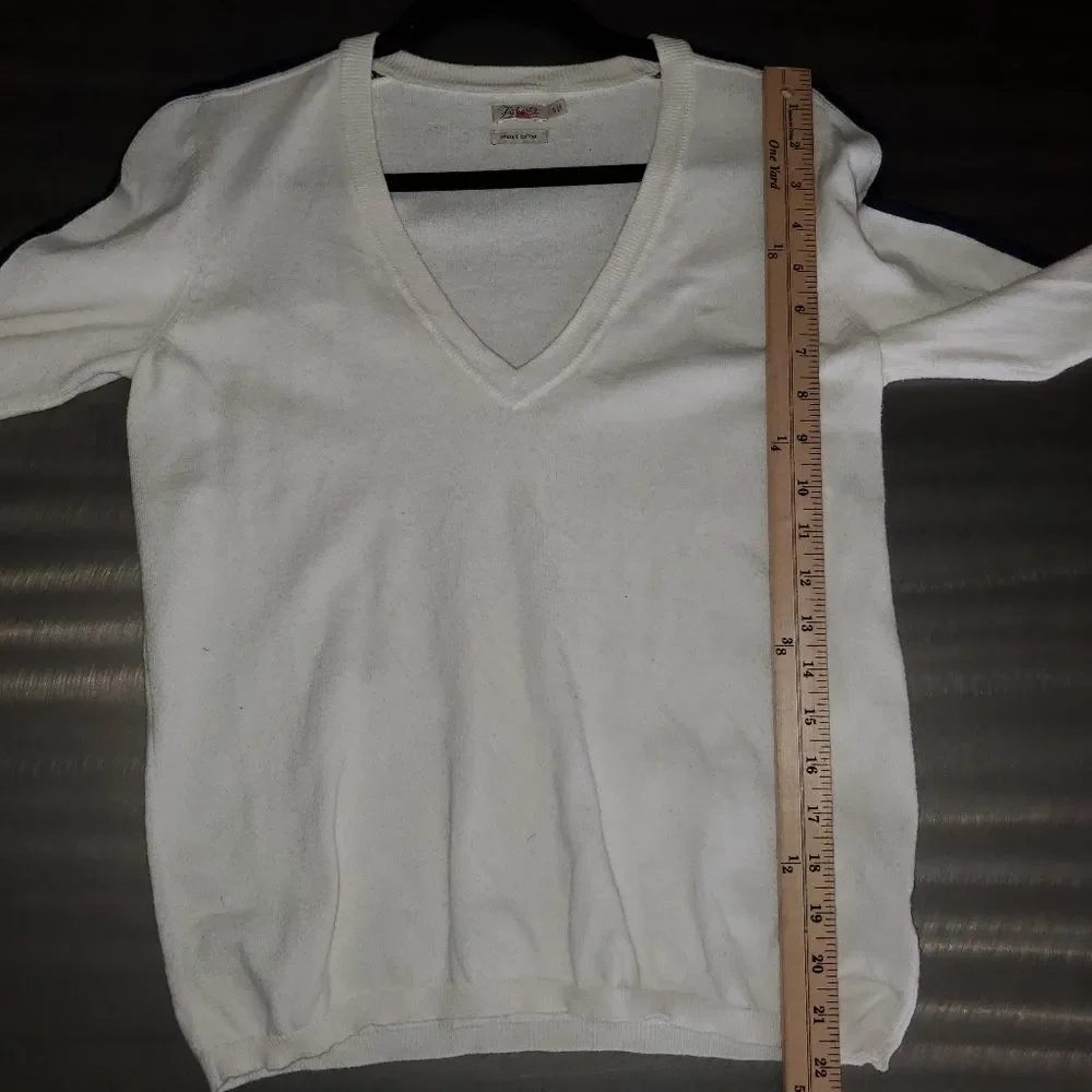 Faherty Sconset  Cashmere Organic Cotton Preppy Old Money Sweater Cream S